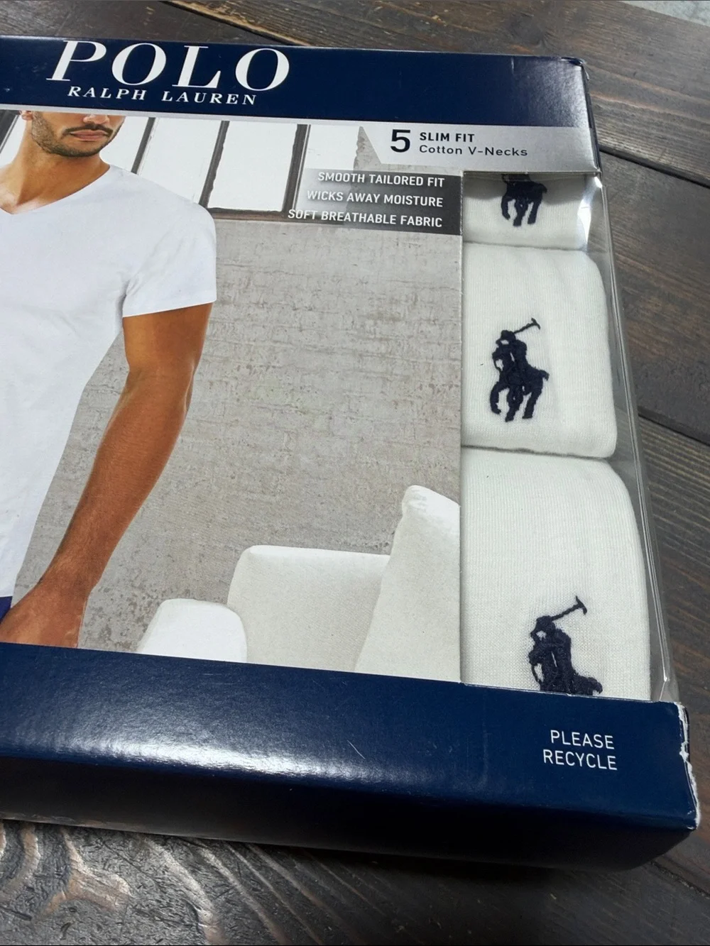 Polo by Ralph Lauren Men’s Slim Fit V-Neck Undershirt, Pack of 5 - Size L
